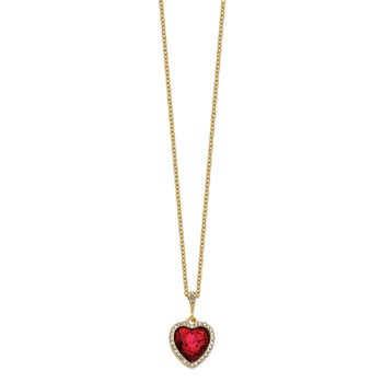1928 Gold-tone White and Red Crystal Heart 16 inch with a 3 inch Extender Necklace — alternate view