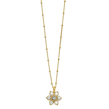 1928 Gold-tone Imitation Opal and Crystal 16 inch with a 3 inch Extender Flower Necklace — alternate view