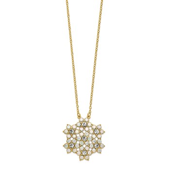 1928 Gold-tone Eight Flower Imitation Opal and Crystal 16 inch with a 3 inch Extender Necklace — alternate view