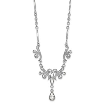 1928 Jewelry Silver-tone Sparkling Clear Crystals from Swarovski Teardrop Adjustable 15 inch Vintage Style Necklace with 3 inch extension — alternate view