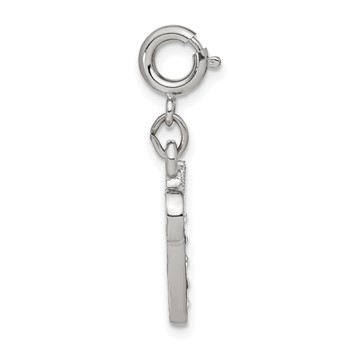 1928 Silver-tone Crystal Initial V Spring Ring Charm — alternate view