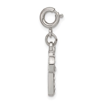 1928 Silver-tone Crystal Initial W Spring Ring Charm — alternate view