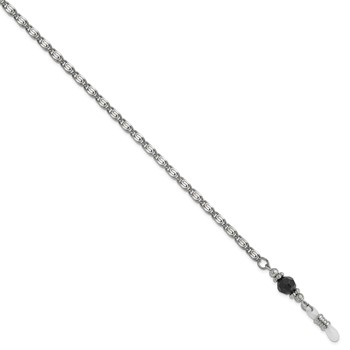 1928 Jewelry Silver-tone Black Crystal Faceted Bead Eyewear Holder 30 inch Chain — alternate view