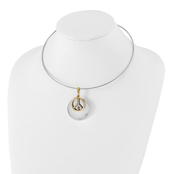1928 Silver-tone & Gold-tone Crystal Peace Symbol Choker Necklace — alternate view