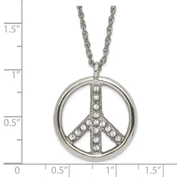 1928 Jewelry Silver-tone Clear Crystal Peace Symbol with 3 inch extension Necklace — alternate view