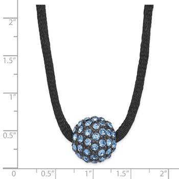 1928 Black-plated Blue Glass Stone Ball w/ 3 in ext Necklace — alternate view