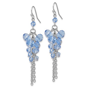 1928 Silver-tone Blue Glass Beads Cluster Drop Earrings — alternate view