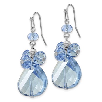 1928 Jewelry Silver-tone Light Blue Faceted Glass Bead Cluster Dangle Earrings — alternate view