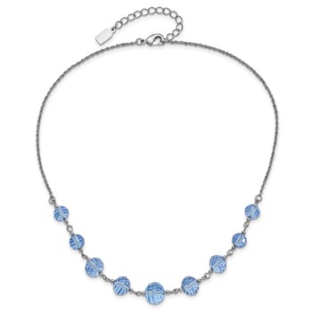 1928 Silver-tone Light Blue Glass Faceted Graduated Bead 16 inch Necklace with 3 inch extension — alternate view