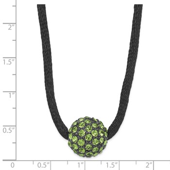 1928 Black-plated Green Glass Stone Ball w/ 3in ext Necklace — alternate view