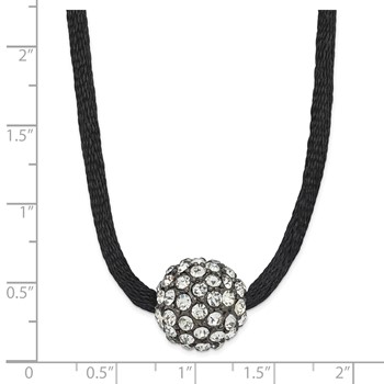 1928 Black-plated Clear Glass Stone Ball w/ 3in ext Necklace — alternate view