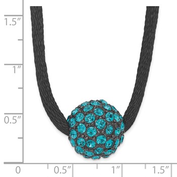 1928 Jewelry Black-plated Teal Glass Stones Fireball Adjustable 16 inch Satin Cord Necklace with 3 inch extension — alternate view
