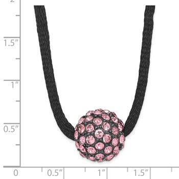 1928 Jewelry Black-plated Pink Glass Stones Fireball Adjustable 16 inch Satin Cord Necklace with 3 inch extension — alternate view