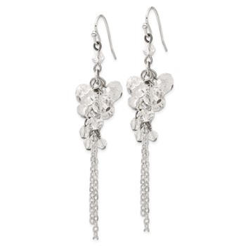 1928 Jewelry Silver-tone Clear Crystal Bead Cluster Drop Earrings — alternate view