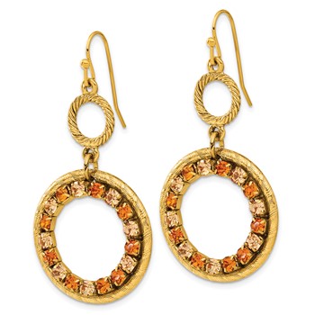 1928 Gold-tone Light & Dark Colorado Champagne Crystal Dangle Earrings — alternate view