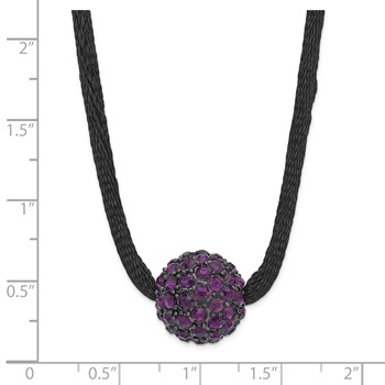 1928 Black-plated Purple Glass Stone Ball w/ 3in ext Necklace — alternate view