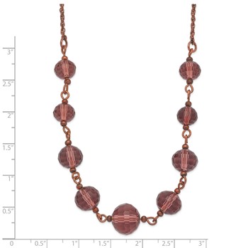 1928 Jewelry Rose-tone Purple Glass Faceted Graduated Bead 16 inch Necklace with 3 inch extension — alternate view