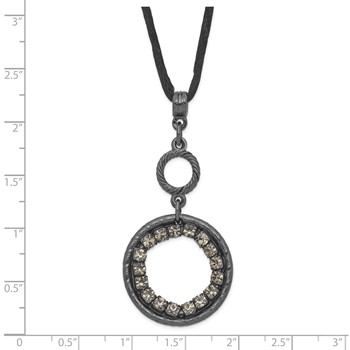 1928 Black-plated Smoky Crystal Circle w/ 3in ext Necklace — alternate view