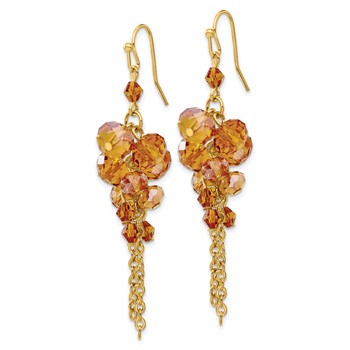 1928 Gold-tone Dark Colorado Glass Beads Dangle Earrings — alternate view