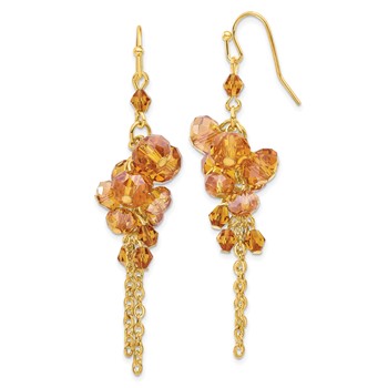 1928 Gold-tone Dark Colorado Glass Beads Dangle Earrings
