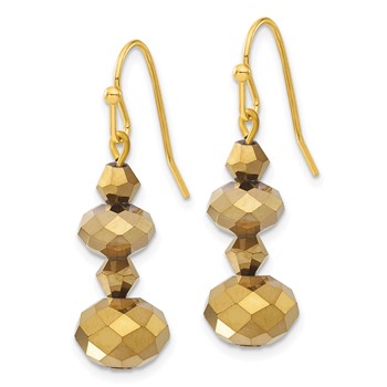 1928 Jewelry Brass-tone Light Colorado Faceted Glass Beads Dangle Earrings — alternate view