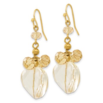 1928 Gold-tone Light Colorado Champagne Glass Beads Dangle Earrings — alternate view