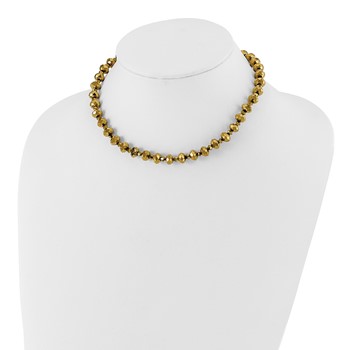 1928 Jewelry Brass-tone Light Colorado Faceted Glass Beads Adjustable 16 inch Necklace with 2 inch extension — alternate view