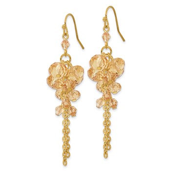 1928 Jewelry Gold-tone Light Colorado Faceted Glass Beads Cluster Dangle Earrings — alternate view