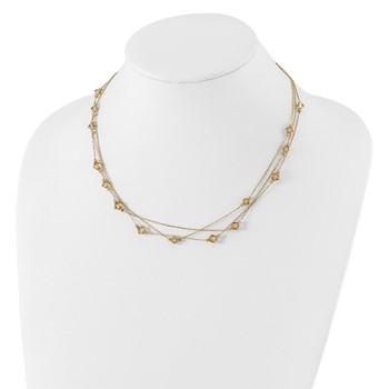 1928 Jewelry Gold-tone Link Light Colorado Faceted Acrylic Beads Three Strand w/ 3 inch extension Necklace — alternate view