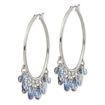1928 Jewelry Silver-tone Light and Dark Blue Faceted Crystal Danble Hoop Earrings — alternate view