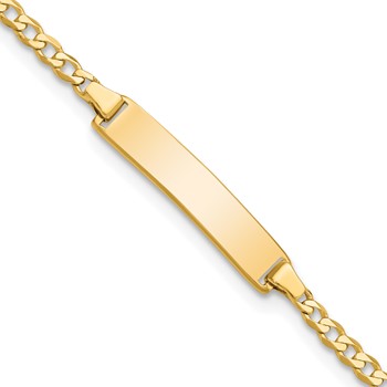14k Polished Solid Chain/Solid Plate Flat Curb Link 22.5x4.5mm Plate 6 inch Baby/Child ID Bracelet
