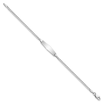 14k White Gold Polished Solid Chain/Solid Plate Flat Curb Link Soft Diamond Shape 19.5x6mm Plate 6 inch Baby/Child ID Bracelet — alternate view