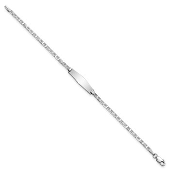 14k White Gold Polished Solid Chain/Solid Plate Anchor Link Soft Diamond Shape 19.5x5.5mm Plate 6 inch Baby/Child ID Bracelet — alternate view