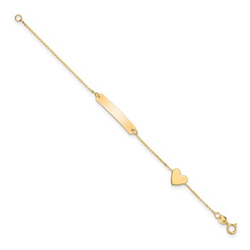 14k Polished 4.5x23mm Rectangle and Heart 5.5 inch Baby/Child ID Bracelet — alternate view