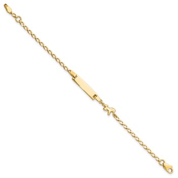 14K Polished Horse and 17x5mm Plate 6 inch Baby/Child ID Bracelet — alternate view