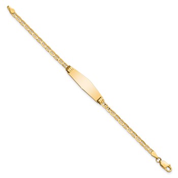 14k Polished Solid Chain/Solid Plate Anchor Link Soft Diamond Shape 26x7.5mm Plate 6 inch Baby/Child ID Bracelet — alternate view