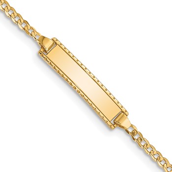 14k Polished Solid Chain/Solid Plate Curb Link 18.5x5mm Plate 6 inch Baby/Child ID Bracelet