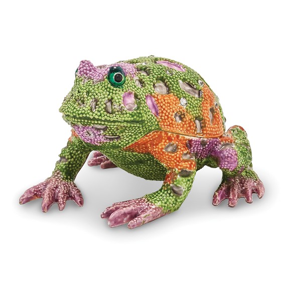 Bejeweled Psychedelic Frog Trinket Box