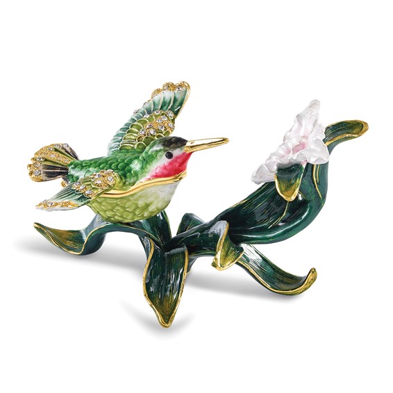 Bejeweled Hummingbird And Flower Trinket Box Bejeweled Hummingbird And Flower Trinket Box