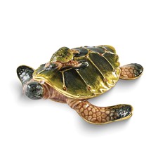 Image of Luxury Giftware Bejeweled MIDORI AND UMI Turtle Family Trinket Box with Matching 18 inch Necklace