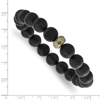 Belle Amore Matte Black Agate, Pyrite Bracelet — alternate view