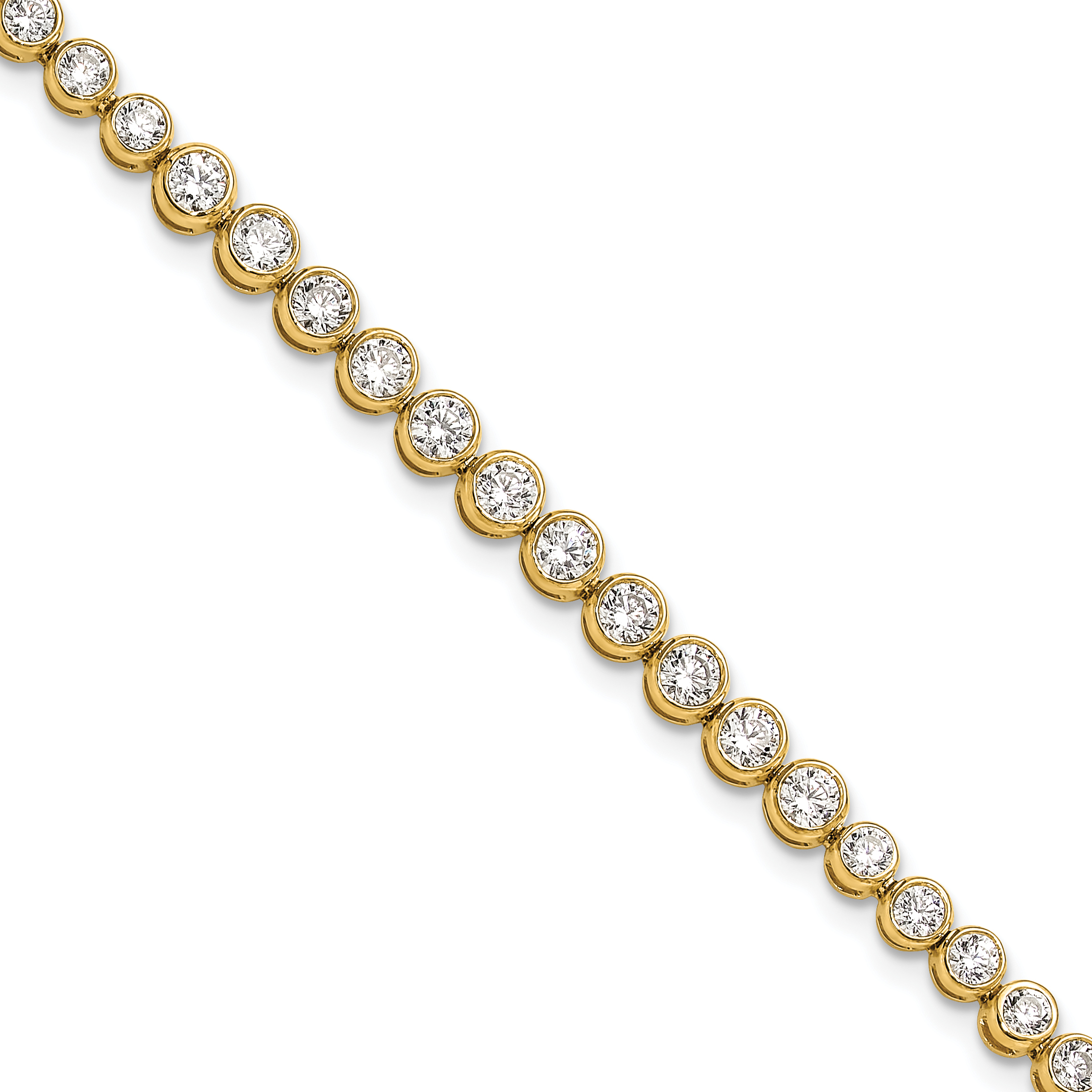 10k Gold 3 carat Lab Grown Diamond VS/SI+ G+ Complete Round Bezel Set 7in Tennis Bracelet