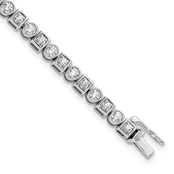 14k White Gold 2 1/8 carat Lab Grown Diamond VS/SI+ G+ Complete 6.75 inch Shapes Bracelet