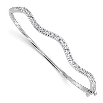 14k White Gold 1 1/4 carat Lab Grown Diamond VS/SI+ G+ Wavy Complete Bangle Bracelet