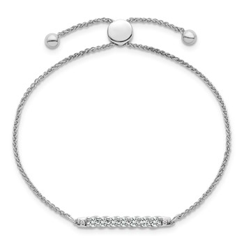 10kw White Topaz & Diamond Adjustable SS Bracelet