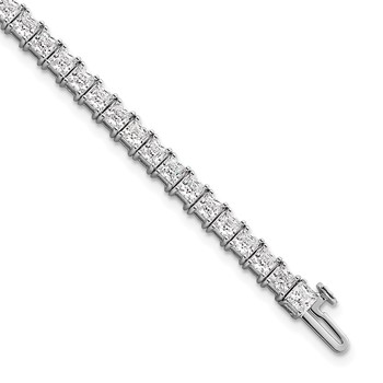 14K White Gold Certified Lab Grown Diamond VS DEF Princess Tennis Bracelet