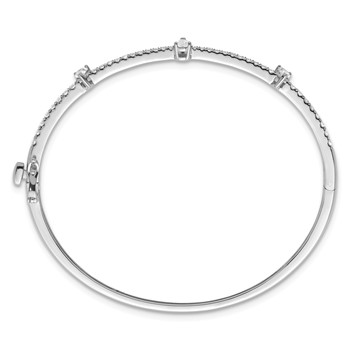 14k White Gold 1 1/4 carat Lab Grown Diamond VS/SI+ G+ Complete Round and Pear Hinged Bangle Bracelet — alternate view
