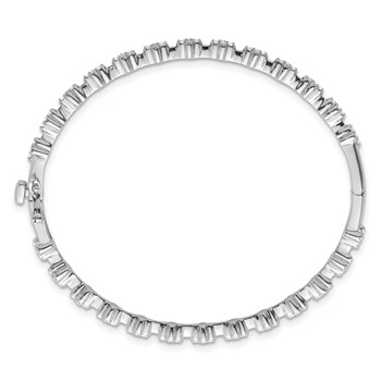 14k White Gold 1 carat Lab Grown Diamond VS/SI+ G+ Complete Hinged Bangle Bracelet — alternate view
