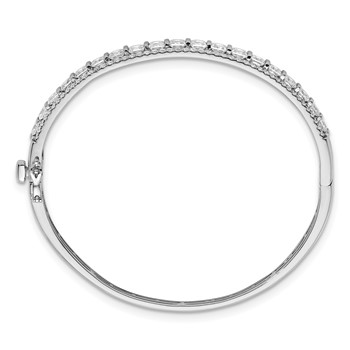 14k White Gold 5 carat Lab Grown Diamond VS/SI+ G+ Round and Princess Hinged Complete Bangle Bracelet — alternate view