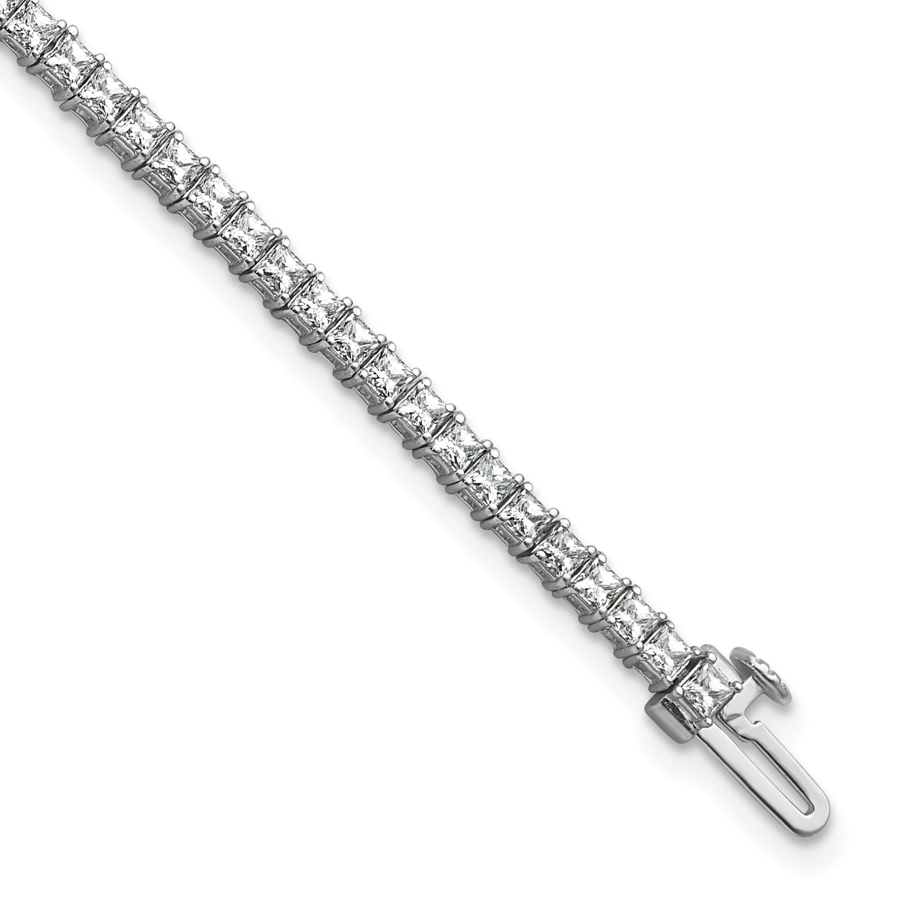 14K White Gold 4ctw VS+ F+ Lab Grown Princess Diamond Tennis Bracelet
